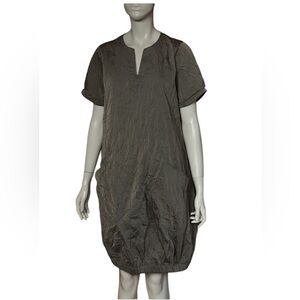 KOZAN Casual Grey Crinkle Lagenlook Dress. Tunic Dress Size Small. K-48